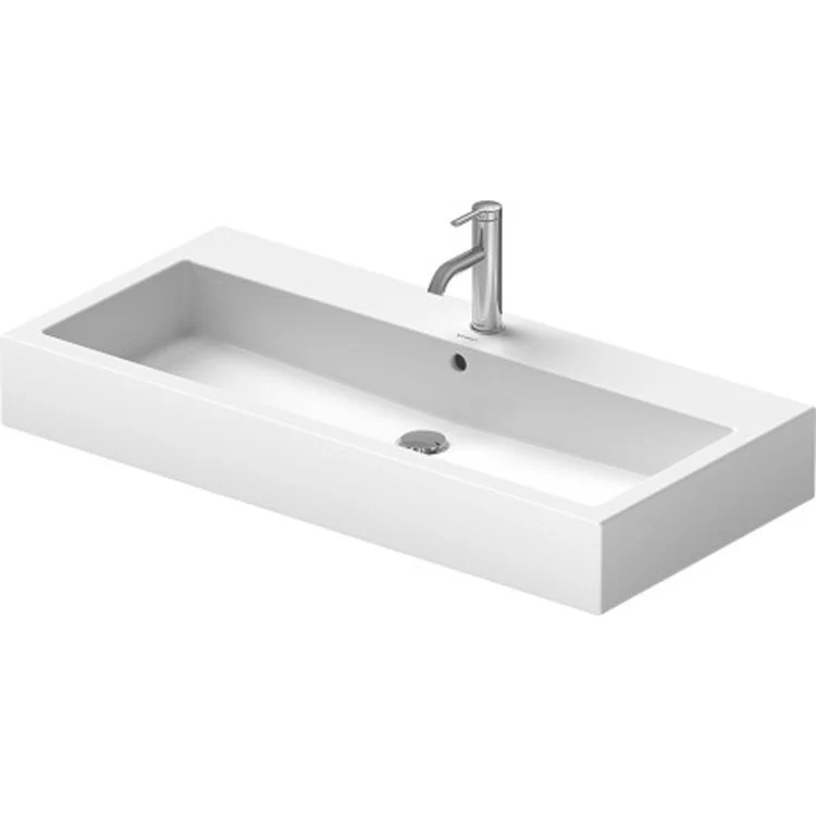 Lavatory Sink Vero Wall Mount with Overflow 18-1/2 x 39-3/8 Inch Rectangle White 1 Hole - Frankwebs