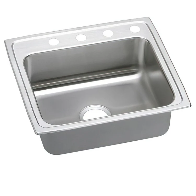 Kitchen Sink Lustertone Classic 25 x 21.25 Inch Single Bowl ADA Lustrous Satin Drop-In Rectangle Drain Location Rear Center Depth 6 Inch Quick Clip Mounting System Bottom Only Pads - Frankwebs