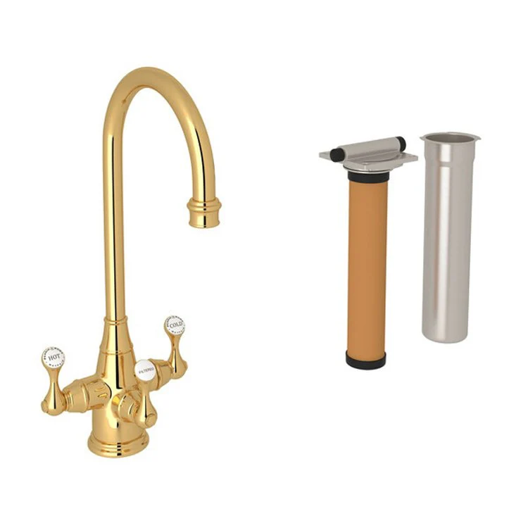 Bar Faucet Georgian Era with Filtration Kit 3 Lever C-Spout with 0.5GPM Filtration Feature Polished Chrome 1.5 Gallons per Minute - Frankwebs