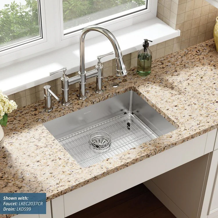 Kitchen Sink Crosstown 25 x 22 Inch Single Bowl 5 Hole ADA Polished Satin Drop-In Undermount Rectangle Drain Location Rear Center Depth 6 Inch Sound Guard - Frankwebs