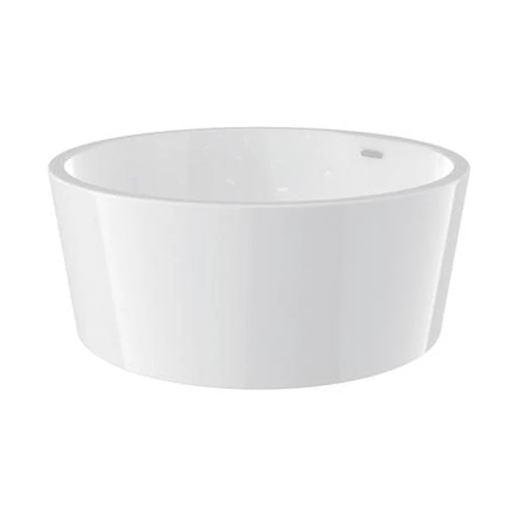 Freestanding Tub Wilshire Soaking Round Acrylic White/Polished Brass Drain and Overflow Covers No Faucet Holes - Frankwebs