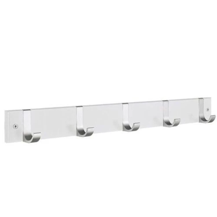Coat Rack 5 Hook 1-3/4 x 24 x 2-1/2 Inch White Wood/Stainless Steel - Frankwebs