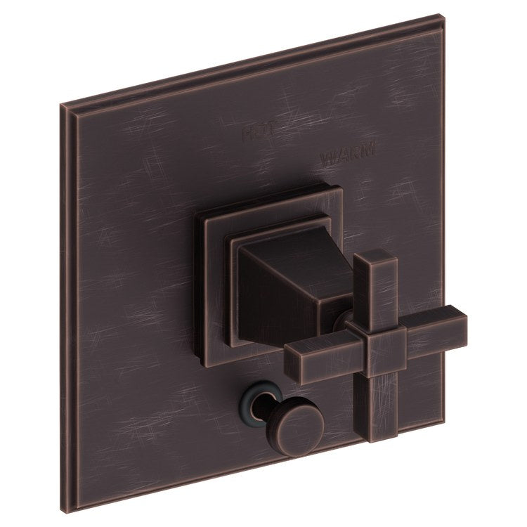 Pressure Balance Valve Trim Malvina Square with Diverter 1 Cross Aged Brass ADA Depth 4 Inch - Frankwebs