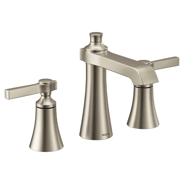 Lavatory Trim Flara Widespread 2 Lever Brushed Nickel ADA High Arc 1.2 Gallons per Minute - Frankwebs