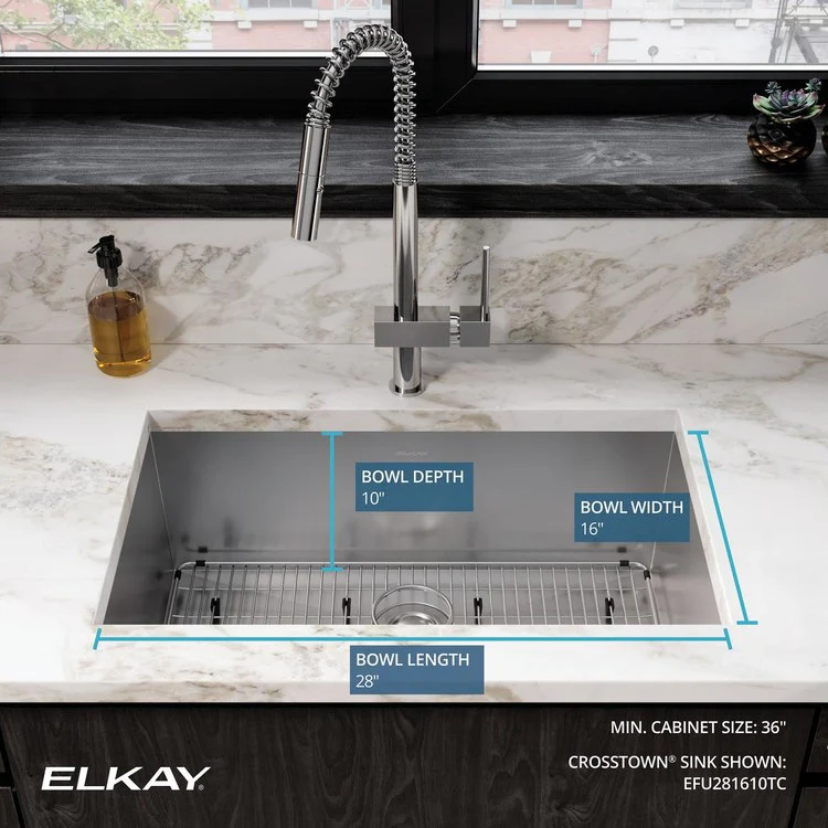 Sink Kit Crosstown 30.5 x 18.5 Inch Single Bowl Polished Satin Bottom Grid Strainer Drain Cleanser Towel Cloth Bag - Frankwebs