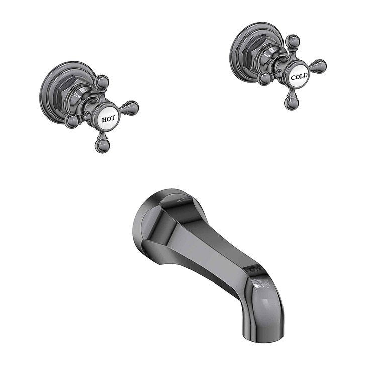 Tub Filler Trim Astor Wall Mount 2 Cross Midnight Chrome ADA 7-7/8 Inch Spread - Frankwebs