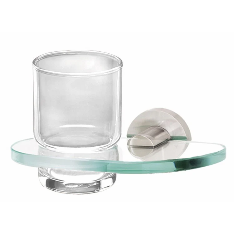 Tumbler Holder Contemporary I Bath Satin Brass Includes Tumbler Wall Mount Brass/Glass 5 x 6-3/4 Inch - Frankwebs