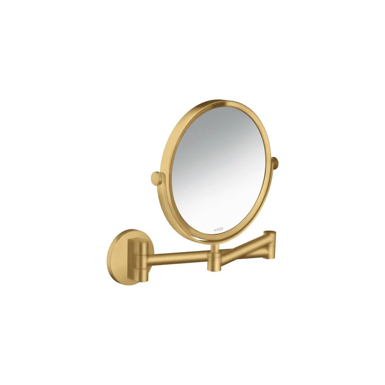 Shaving Mirror Universal Circular 7-5/8 Inch Brushed Gold Optic Pull-Out Swivel Round Glass/Metal - Frankwebs