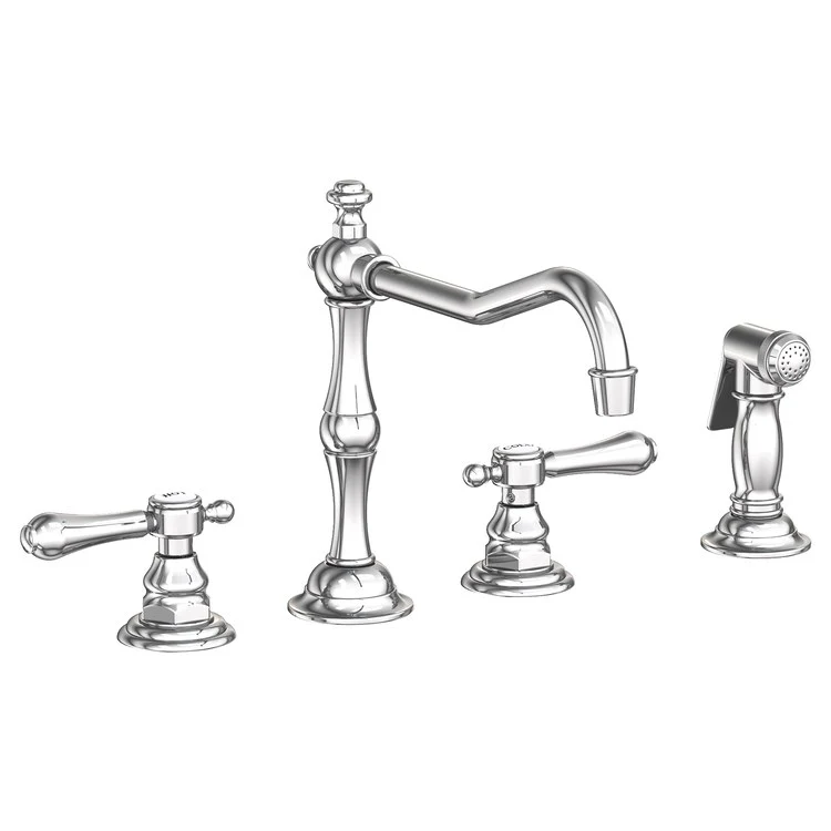 Kitchen Faucet Chesterfield 8 to 20 Inch Spread 2 Lever ADA Satin Gold PVD Pull Out Sidespray Spout Height 5-5/9 Inch Spout Reach 9-1/2 Inch 1.8 Gallons per Minute - Frankwebs