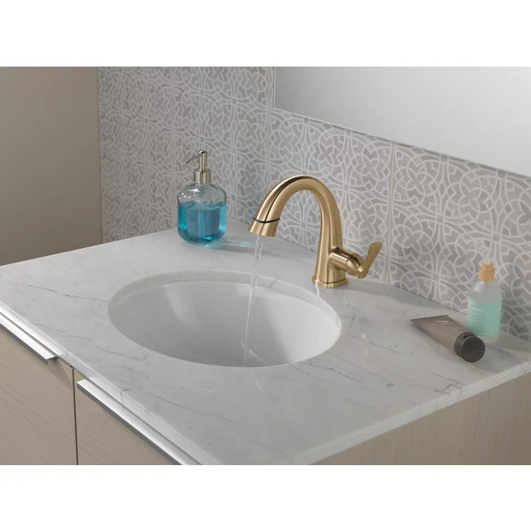Lavatory Faucet Stryke 1 Lever ADA WaterSense Lumicoat Champagne Bronze Pull Down 1.2 Gallons per Minute - Frankwebs