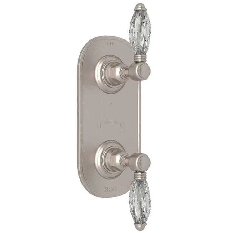 Thermostatic Trim 1/2 Inch with Diverter 2 Crystal Lever Satin Nickel 6.7 Gallons per Minute Brass - Frankwebs