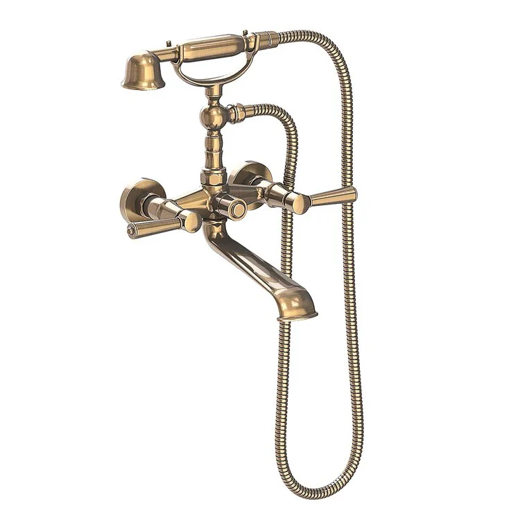 Tub Filler Metropole Wall Mount Exposed with Handshower 6 Inch Spread 2 Lever ADA Antique Nickel 2 Hole - Frankwebs
