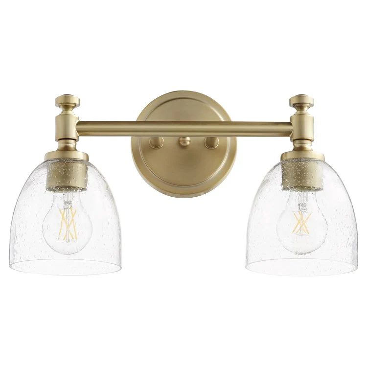 Rossington Two-Light Bathroom Vanity Fixture with Clear Seeded Glass Shades - Frankwebs