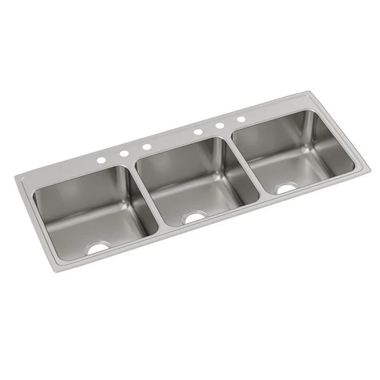 Kitchen Sink Lustertone Classic 54 x 22 Inch Triple Bowl Lustrous Satin Drop-In Drain Location Center Bottom Only Pads - Frankwebs