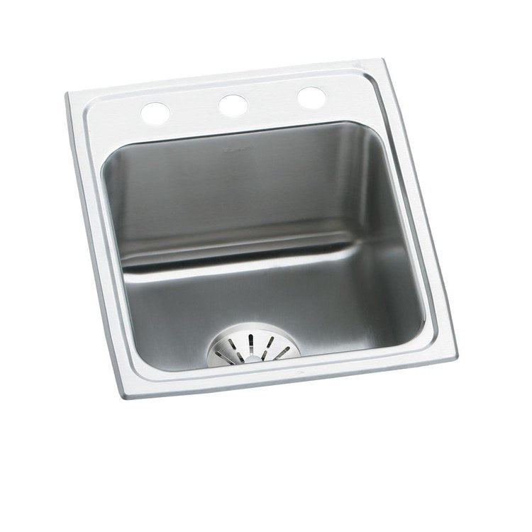 Kitchen Sink Lustertone Classic 17 x 22 Inch Single Bowl with Perfect Drain 3 Hole Lustrous Satin Drop-In - Frankwebs