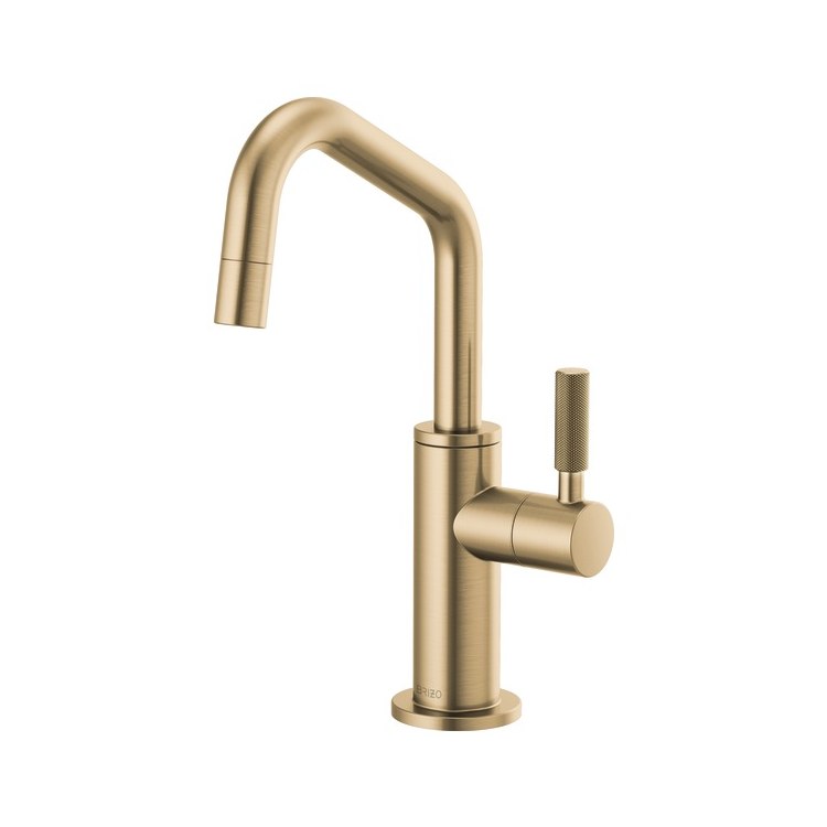 Beverage Faucet Litze Cold Water 1 Knurled Lever ADA Brilliance Luxe Gold Angled Spout 360 Degree Swivel - Frankwebs