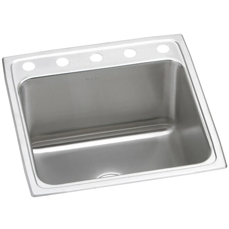 Kitchen Sink Lustertone Classic 22 x 22 Inch Single Bowl 5 Hole Lustrous Satin Drop-In 12-1/8 Inch - Frankwebs