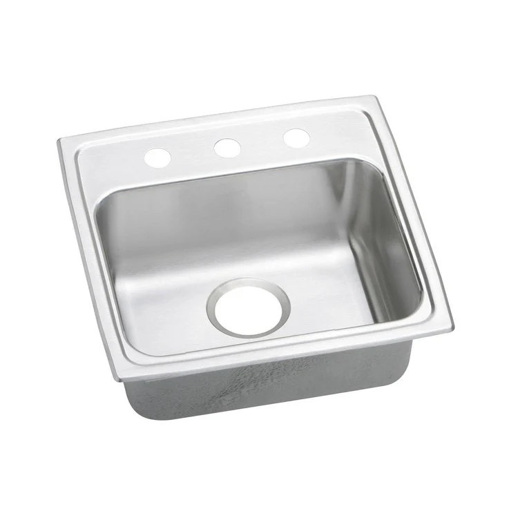 Kitchen Sink Lustertone Classic 19 x 18 Inch Single Bowl MR2 Hole ADA Lustrous Satin Drop-In Rectangle Drain Location Rear Center Depth 6-1/2 Inch Quick Clip Mounting System Bottom Only Pads - Frankwebs