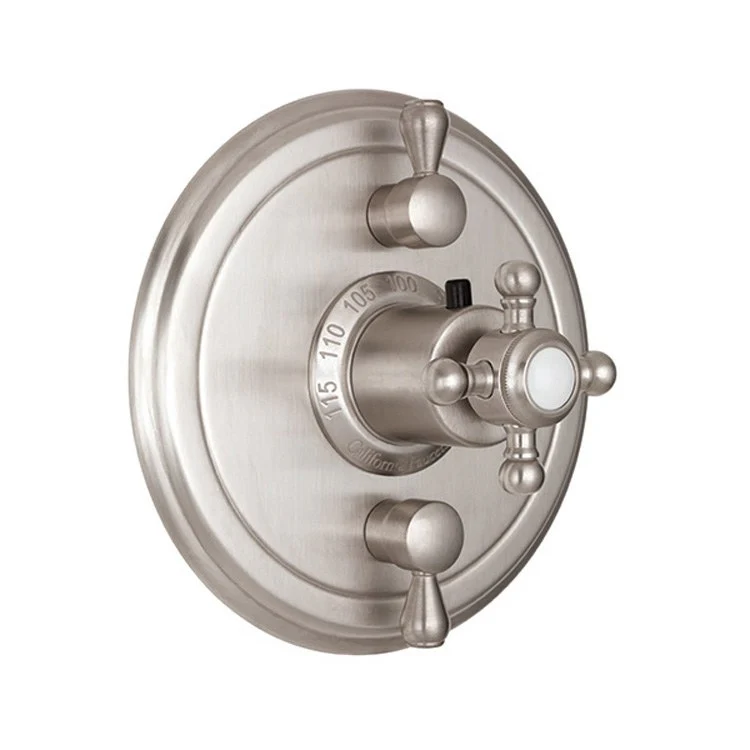 Thermostatic Trim Monterey Round with Dual Volume Control 3 Cross Polished Chrome Brass - Frankwebs