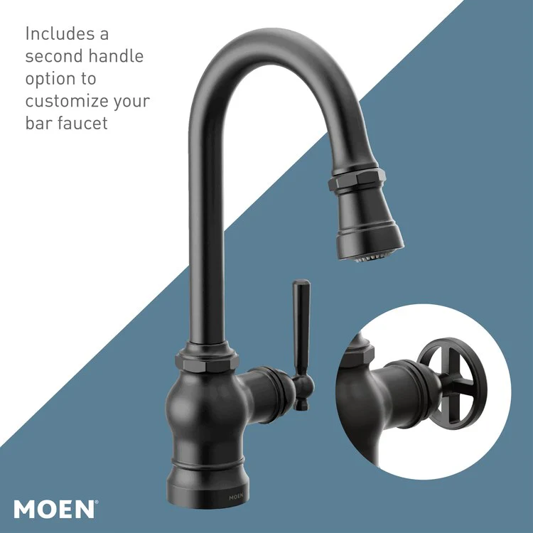 Bar Faucet Paterson 1 Lever ADA Matte Black Pull Down - Frankwebs