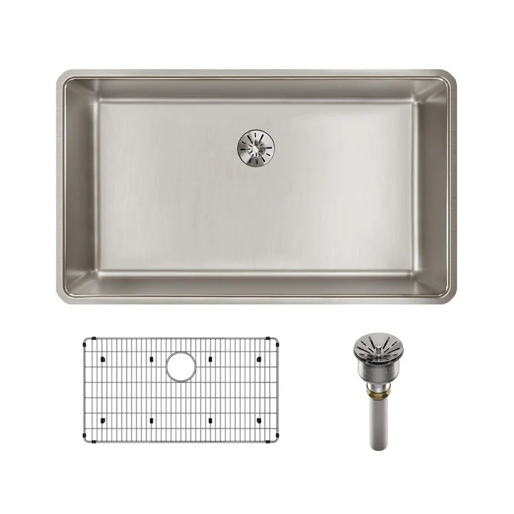 Kitchen Sink Lustertone Iconix 32.5 x 19.5 Inch Single Bowl Kit with Perfect Drain Luminous Satin Undermount - Frankwebs