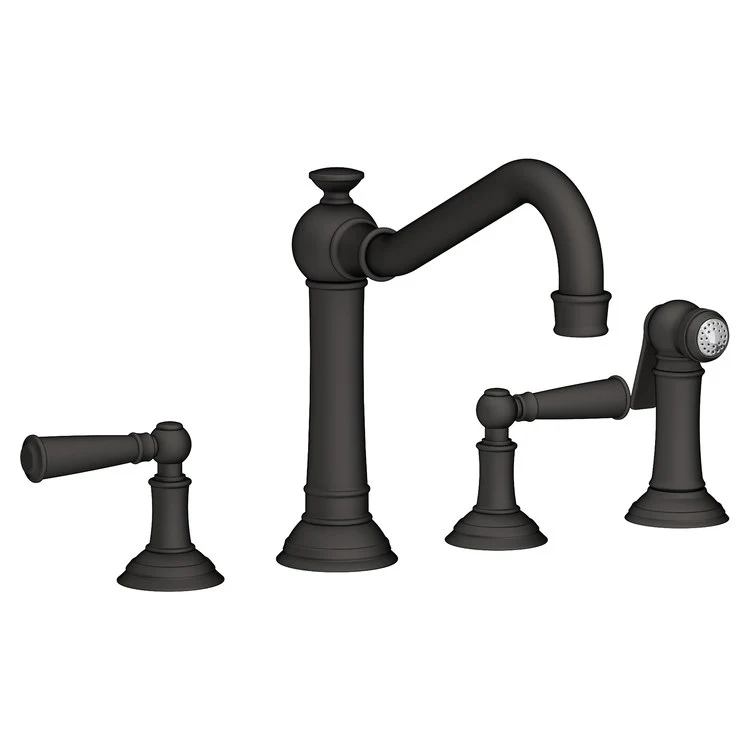 Kitchen Faucet Jacobean Widespread 8 Inch Spread 2 Lever ADA English Bronze Sidespray Spout Height 6 Inch 1.8 Gallons per Minute - Frankwebs