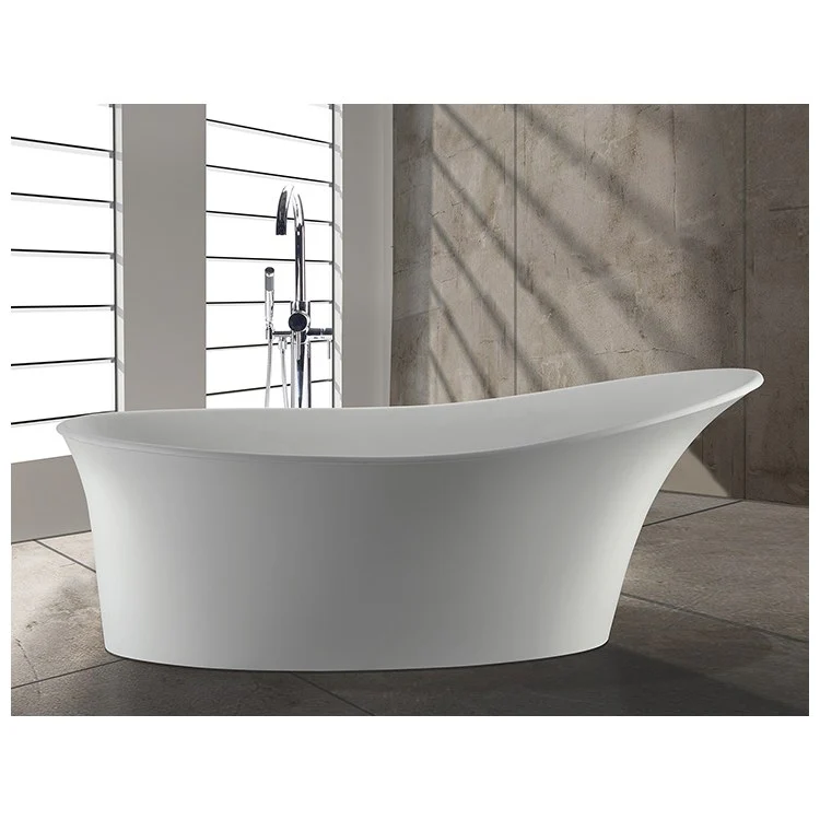 Soaking Tub Lily 60.25 x 32 Inch Freestanding Left/Right Hand White Gloss Sculpturestone 53 Gallons 25-1/2 Inch - Frankwebs