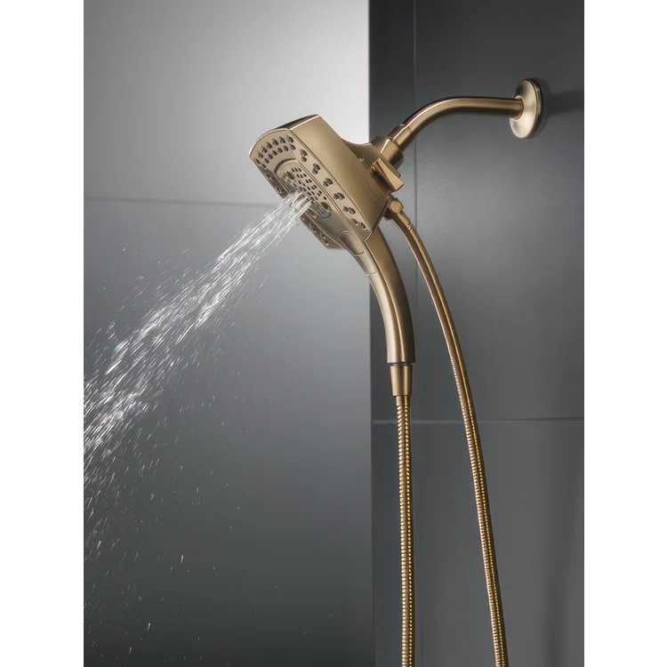 Handshower Combination In2ition Universal Showering Components H2Okinetic 2-In-1 Lumicoat Champagne Bronze WaterSense 5 Function Includes 60-82 Inch Stretchable Metal Hose - Frankwebs