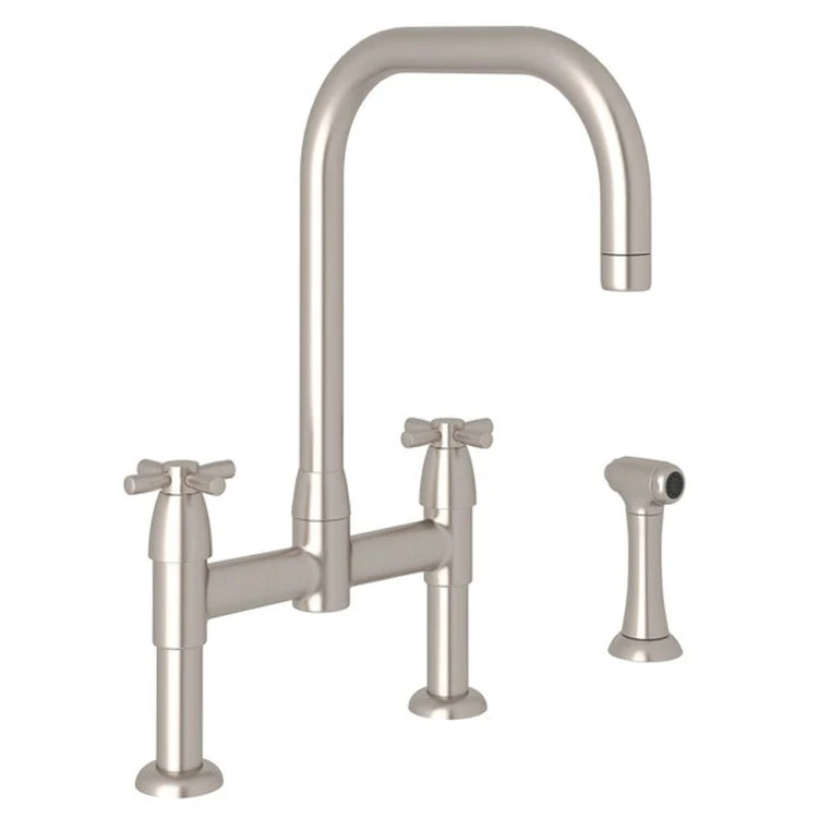 Kitchen Faucet Holborn 8 Inch Spread 2 Cross Polished Nickel Bridge U-Spout 1.8 Gallons per Minute - Frankwebs