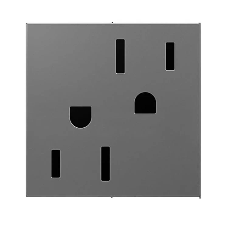 Receptacle adorne Tamper Resistant 15 Amps 120 Volt Magnesium - Frankwebs