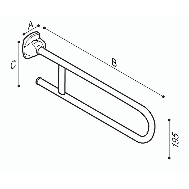 Grab Bar Prestigio 29 Inch Flange Folding White/Chrome Wall Mount - Frankwebs
