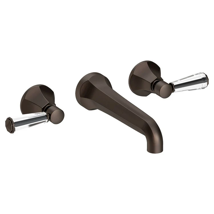 Lavatory Faucet Metropole Wall Mount 8 Inch Spread 2 Lever ADA WaterSense Midnight Chrome 1.2 Gallons Per Minute Brass/Crystal Less Drain Spout Reach 7-1/2 Inch - Frankwebs