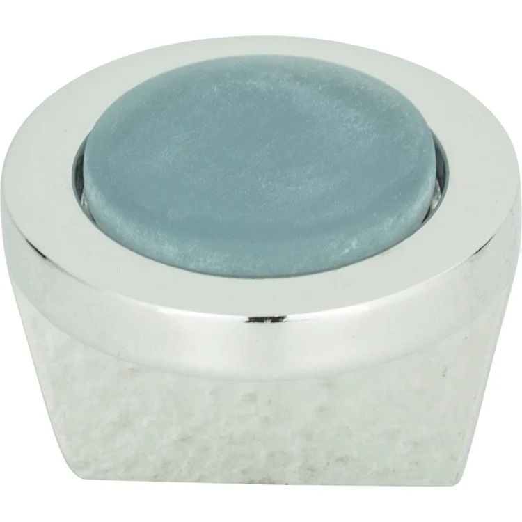 Knob Atlas Spa Blue Round Polished Chrome Zinc Alloy 1-1/4 Inch - Frankwebs