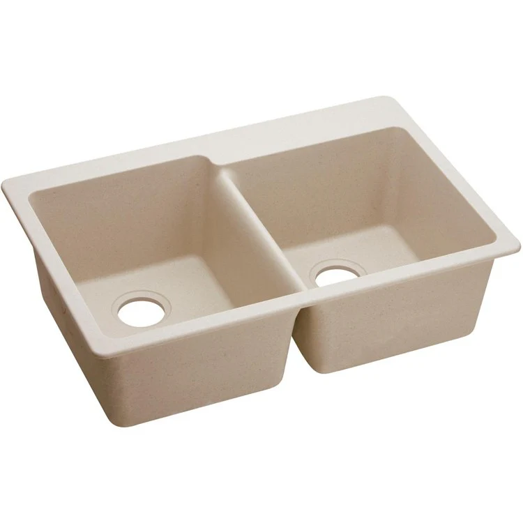 Kitchen Sink Quartz Classic 33 x 22 Inch Double Bowl Offset White Drop-In - Frankwebs