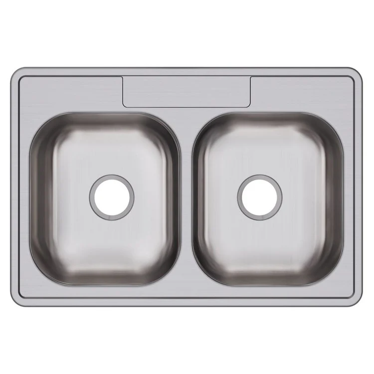 Kitchen Sink Dayton 33 x 22 Inch Double Bowl Equal 0 Hole ADA Satin Top Mount Rectangle Drain Location Center Depth 6-4/7 Inch Bottom Only Pads - Frankwebs