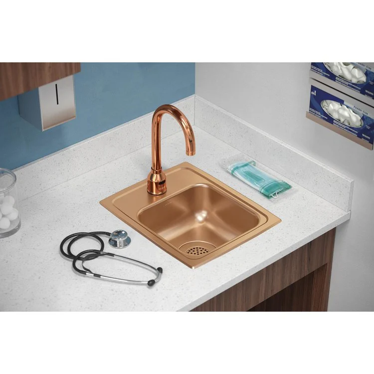 Kitchen Sink 13 x 16 Inch Single Bowl 2 Hole ADA Copper Drop-In Rectangle Drain Location Center Depth 5 Inch Bottom Only Pads - Frankwebs