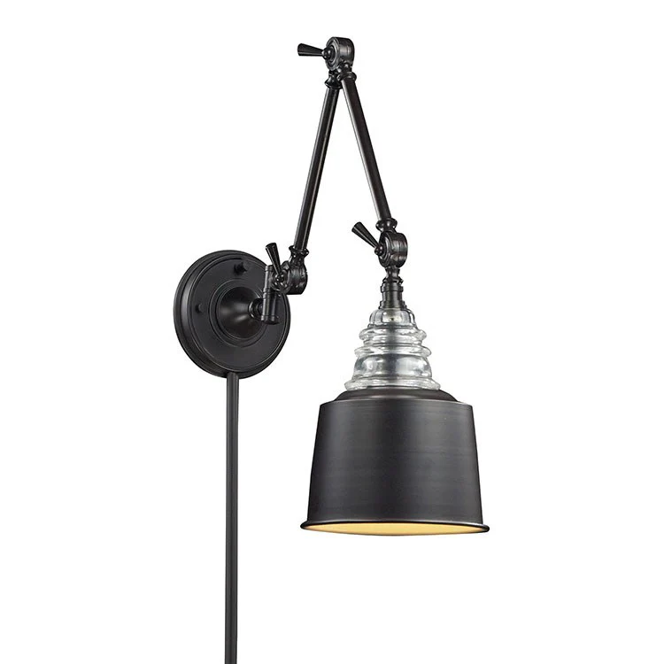 Insulator Glass Single-Light Swing Arm Wall Sconce - Frankwebs