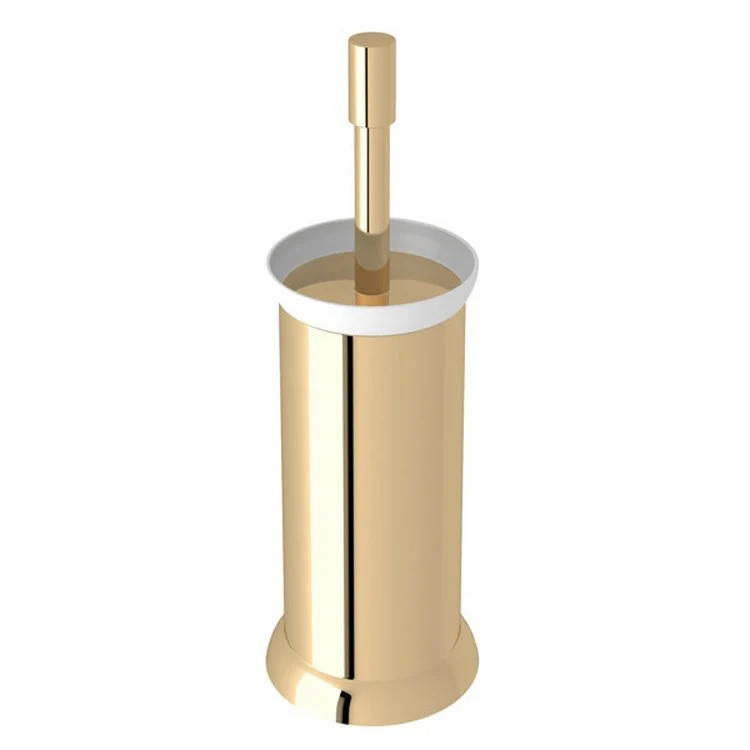Toilet Brush Holder Holborn Floor Standing English Gold 15 Inch White Porcelain/Brass - Frankwebs