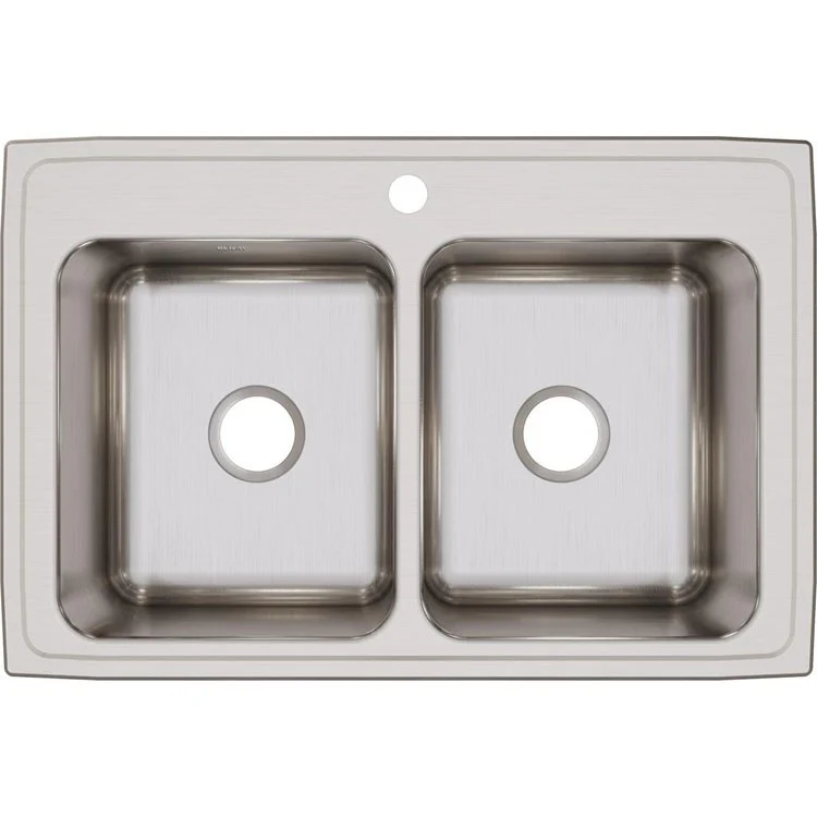 Kitchen Sink Lustertone Classic 33 x 22 Inch Double Bowl Equal 1 Hole Lustrous Satin Drop-In 10-1/8 Inch - Frankwebs