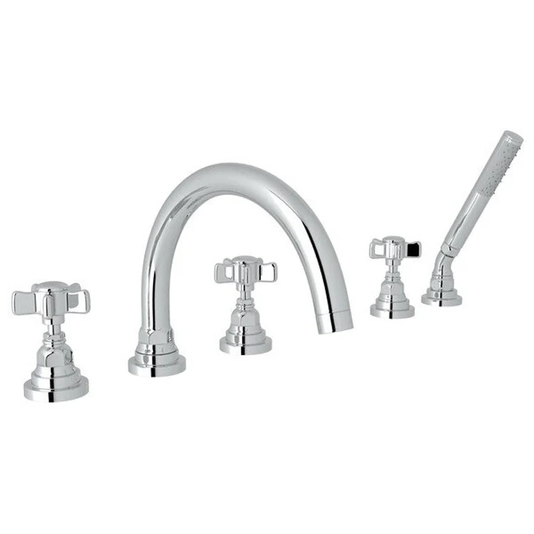 Tub Filler San Giovanni Deck Mount with Handshower 3 5 Spoke Cross Handle Satin Nickel - Frankwebs