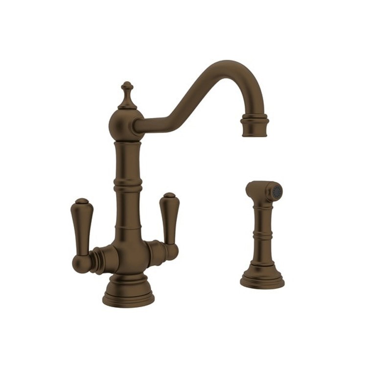 Kitchen Faucet Edwardian 6 Inch Spread 2 Lever English Gold Swivel Spout 1.5 Gallons per Minute - Frankwebs