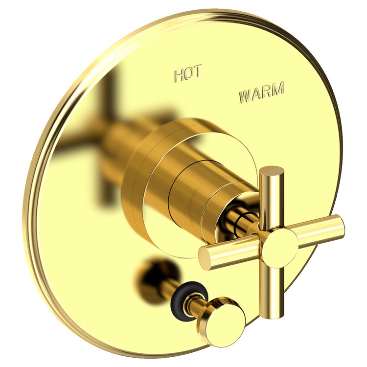East Linear Pressure Balance Tub/Shower Valve Trim Only with Cross Handle - French Gold PVD - Frankwebs