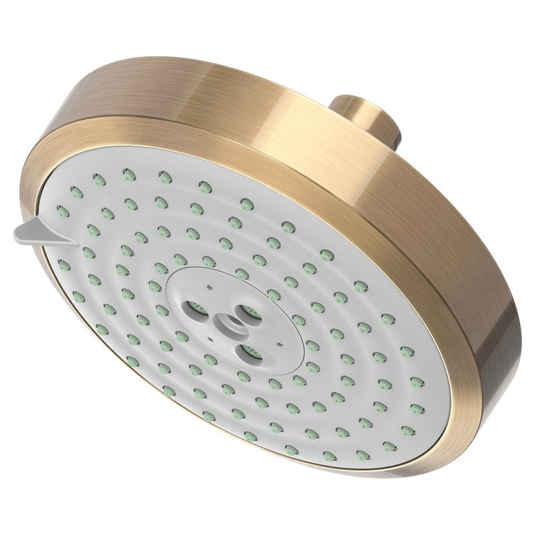 Showerhead Newport Bath 3 Function Satin Gold PVD 5-15/16 Inch 1.8 Gallons per Minute Full/Message/Intense Turbo Spray - Frankwebs