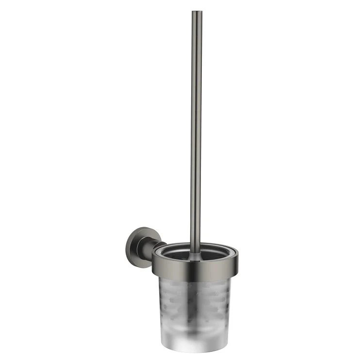Toilet Brush Set TARA Brushed Champagne Frosted Glass Brush Holder Wall Mount - Frankwebs
