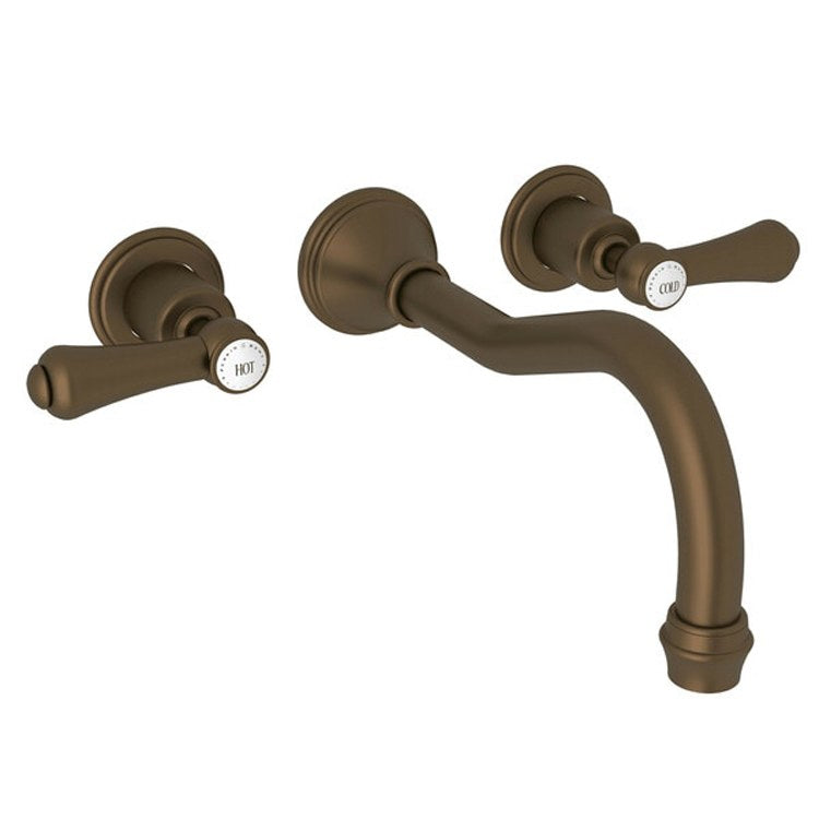Tub Filler Georgian Era Wall Mount 2 White Porcelain Lever Column Spout English Bronze - Frankwebs