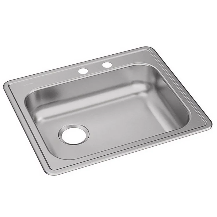 Kitchen Sink Dayton 25 x 21.25 Inch Single Bowl MR2 Hole ADA Satin Drop-In Rectangle Drain Location Rear Left Depth 5-3/8 Inch Bottom Only Pads - Frankwebs