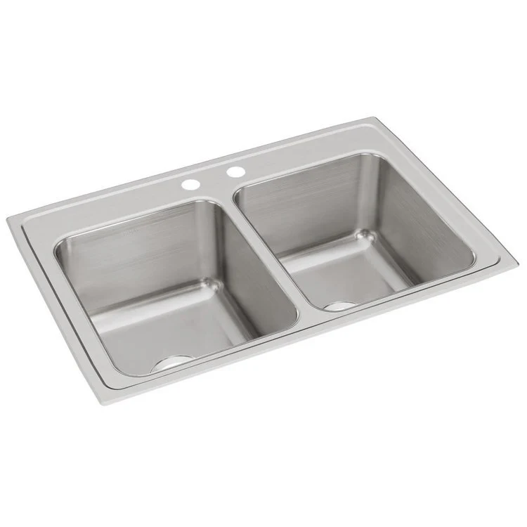 Kitchen Sink Lustertone Classic 33 x 22 Inch Double Bowl Equal 2 Hole Lustrous Satin Drop-In 12-1/8 Inch - Frankwebs