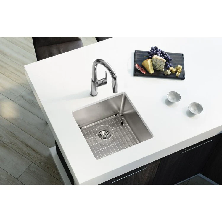 Sink Kit Lustertone Iconix Perfect Drain 18.5 x 18.5 Inch Single Bowl Luminous Satin One EBG1414 Bottom Grid One LKPD1 Perfect Drain and Strainer - Frankwebs