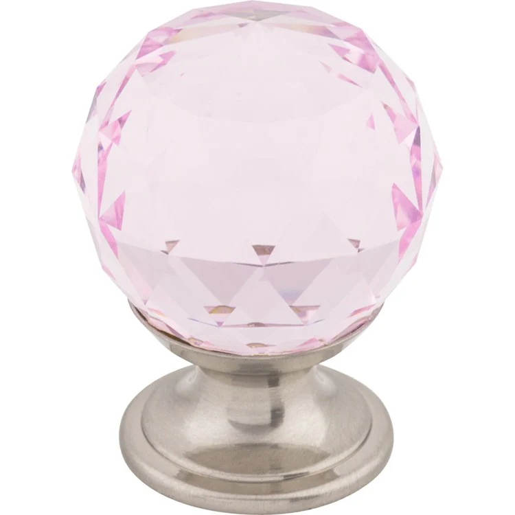 Knob Crystal Pink for Decorative Hardware Brushed Satin Nickel Brass 1-1/8 Inch 1-1/2 Inch - Frankwebs