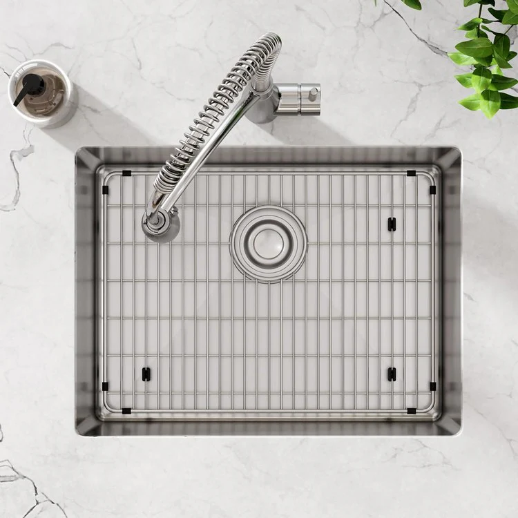 Sink Kit Crosstown 23.5 x 18.25 Inch Single Bowl Polished Satin Bottom Grid Strainer Drain Cleanser Towel Cloth Bag 8 Inch - Frankwebs